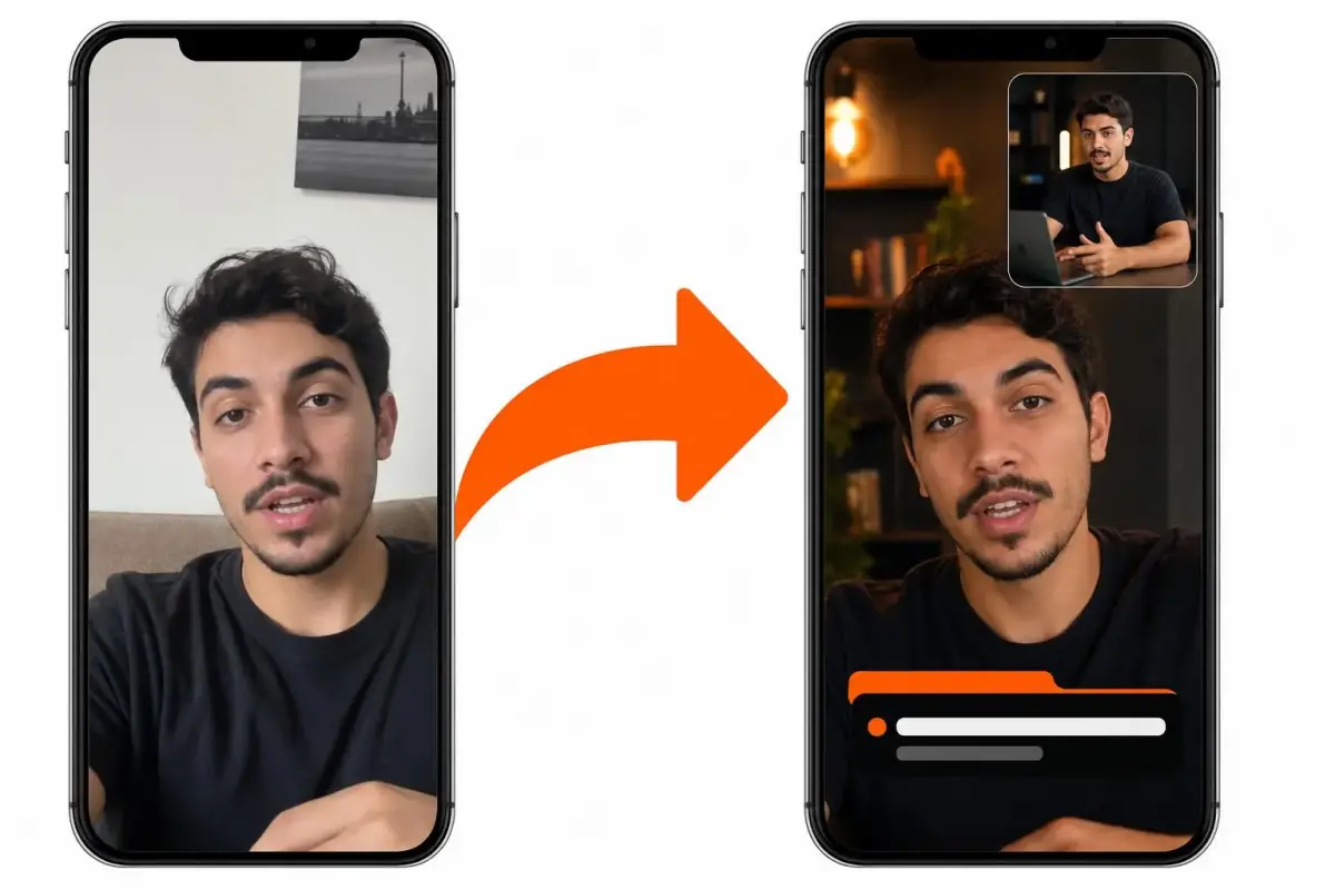 Vídeo bruto se transformando em vídeo editado