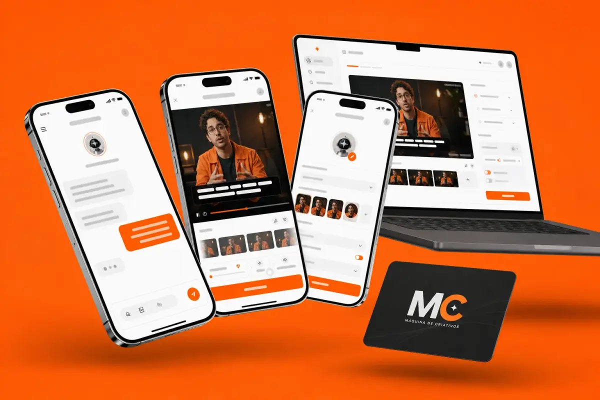 Mockup do produto Máquina de Criativos em telas